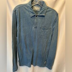 Quaker Marine Supply Men's Size Small Long Sleeve Salt Washed Polo Blue
